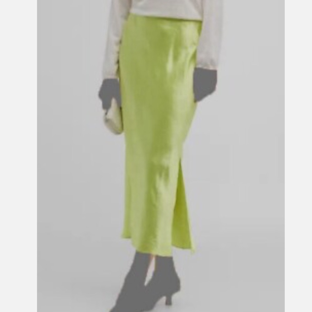 LIKE NEW Vince Side Slit Slip Skirt in Lime Green